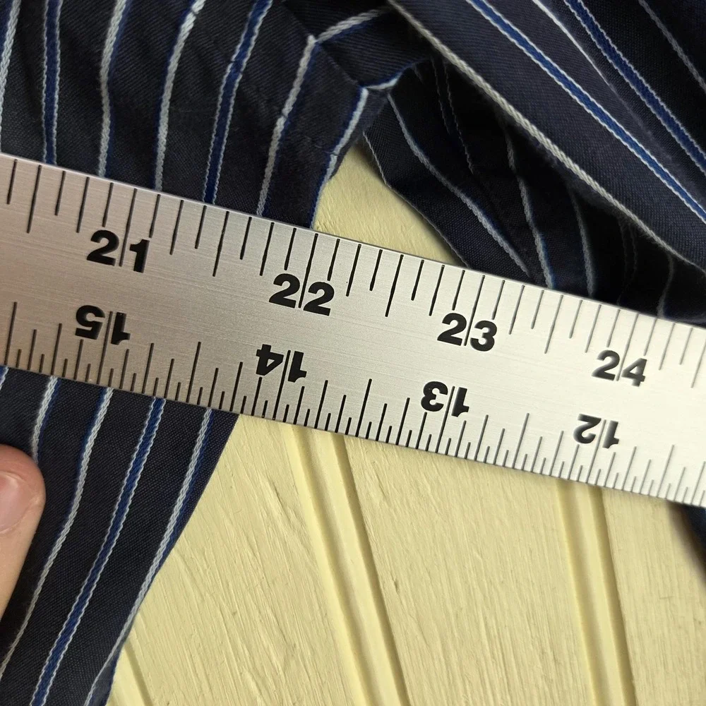 Banana Republic Dress‎ Shirt Mens Medium Blue Stripe Regular Fit Long Sleeve